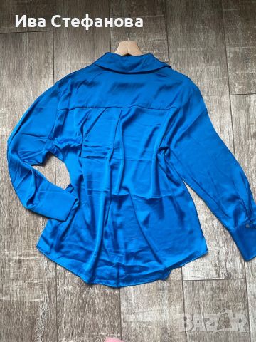 Разкошна нова синя сатенена елегантна риза zara Zara Зара  , снимка 9 - Ризи - 45863514