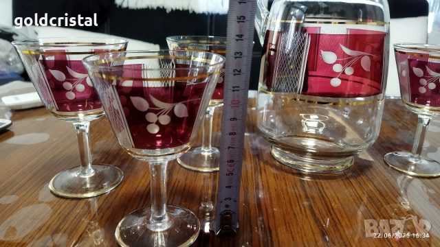 Стари стъклени чаши с кана , снимка 8 - Антикварни и старинни предмети - 52941359