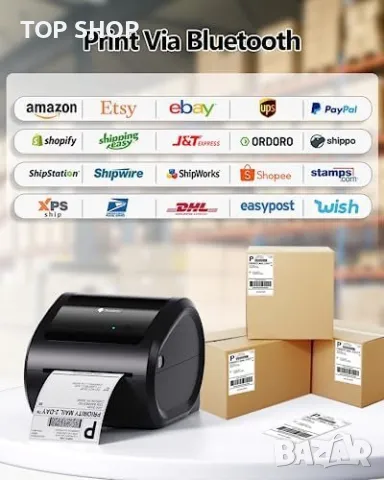 Нов Phomemo D520-BT Bluetooth Принтер за Етикети 4x6 - Термален, снимка 4 - Друга електроника - 49657629