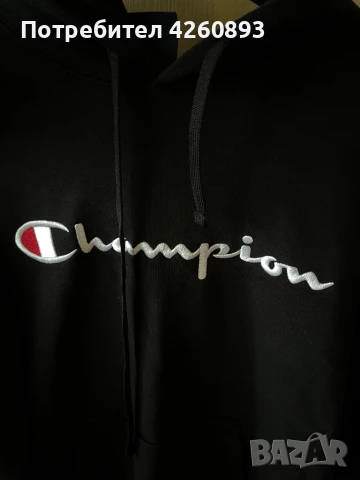Мъжки черен суичър Champion , снимка 2 - Спортни дрехи, екипи - 50606989
