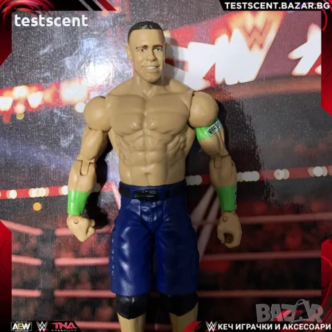 Екшън фигура WWE John Cena Джон Сина Mattel Basic Blue Cargo Green Bands figure играчка, снимка 1 - Фигурки - 48856262