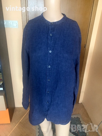 Мъжка риза цвят индиго Banana Republic, 100%лен, снимка 2 - Ризи - 53709368