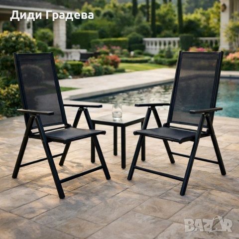 Сгъваем стоманен стол с регулиране на облегалката - издръжливост и елегантен дизайн, снимка 4 - Столове - 53921628