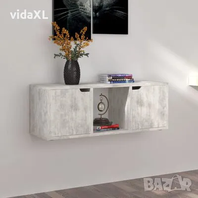 vidaXL ТВ шкаф, бетонно, 88,5x27,5x30,5 см, инженерно дърво(SKU:338175), снимка 3 - Шкафове - 48987302