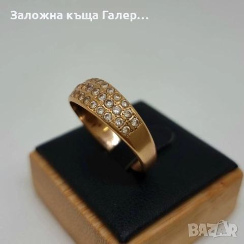 Стилен златен пръстен с фианити – 585, 4,36г, снимка 3 - Пръстени - 54215948