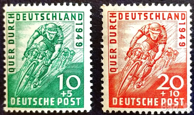 Германия, 1949 г. - пълна серия чисти марки, спорт, 5*12, снимка 1