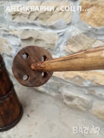 Соц Стара Дървена Буталка За Разбиване На Домашно Масло., снимка 5 - Антикварни и старинни предмети - 50225973