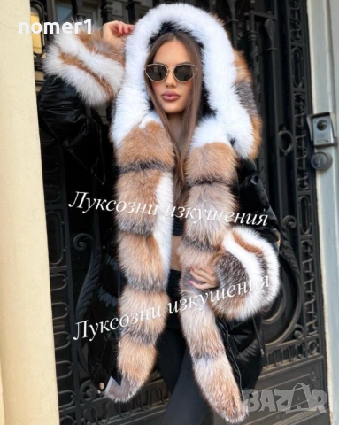 парка латекс лукс с естествен косъм лисица , снимка 2 - Якета - 53397546