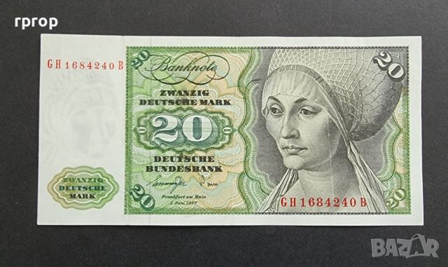 Банкнота . Германия. ФРГ. 20 дойче марки. 1977 год.