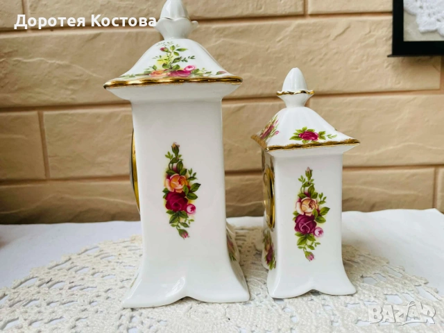 ROYAL ALBERT красиви часовници от костен порцелан от Англия, снимка 2 - Антикварни и старинни предмети - 53881745