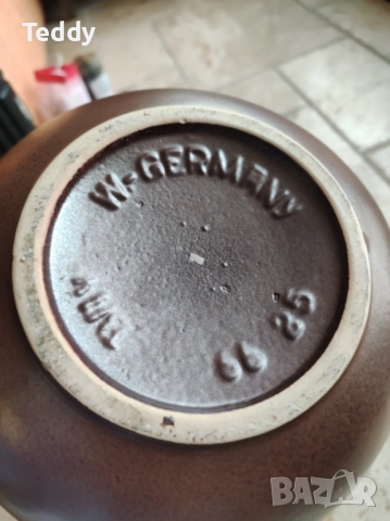 Винтидж остъклена керамична ваза от Bay Keramik, Германия, снимка 5 - Антикварни и старинни предмети - 52318260