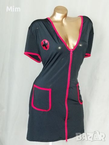Cottelli Collection 4XL  Черна рокля / медицинска сестра/ с цип по цялата дължина 