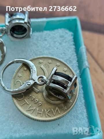 Сребърни обеци с черен цирконии , снимка 3 - Обеци - 53759429