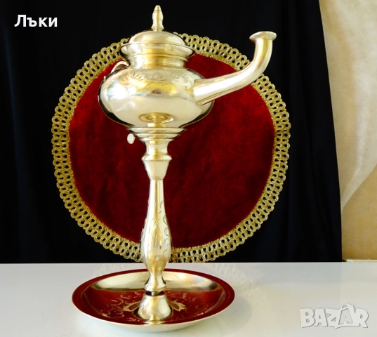 Бронзова маслена лампа на Аладин,29 см. , снимка 4 - Антикварни и старинни предмети - 51800261
