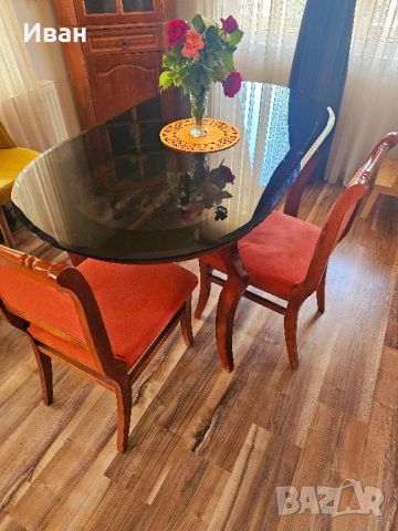 Кухненска маса - стъклена със столове, снимка 1 - Други - 46062159