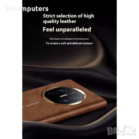 Huawei Mate X6 Кожен Калъф с Интелигентен Прозорец и Скрийн Протектор – Черен, Кафяв, Сив, снимка 3 - Калъфи, кейсове - 51955227