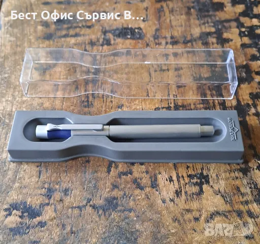 ролер Марксман Marksman rollerball pen метален, за писане, масивен с гумена синя част за хващане