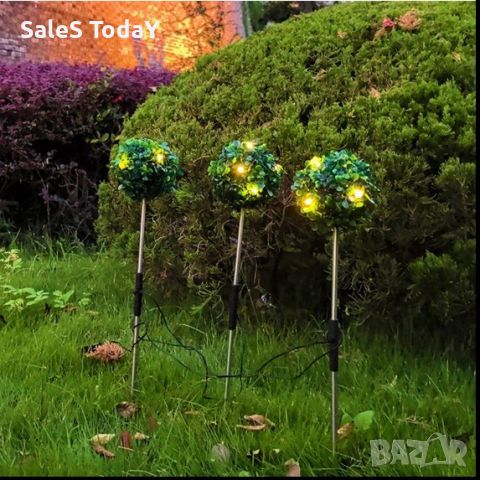 Градинска лампа, храст, 15 топки, LED, 2,40 м, снимка 1 - Соларни лампи - 45333621