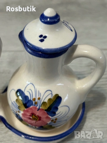 Старинен испански ръчно рисуван керамичен комплект , снимка 4 - Статуетки - 53322949