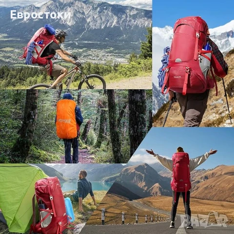 Туристическа раница HOMIEE 50L с дъждобран, многофункционална, снимка 6 - Екипировка - 50677934