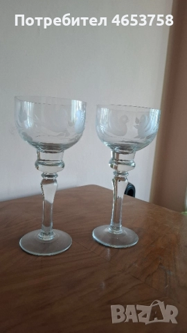 Ръчно гравирани кристални чаши , снимка 2 - Чаши - 52445984