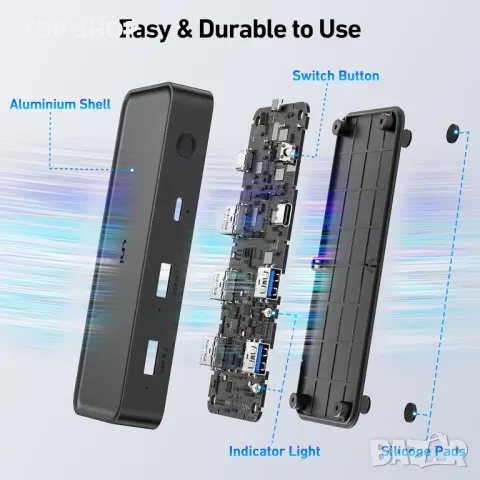 uni USB 3.0 превключвател, 4 порта USB превключвател към 2 компютъра, с дистанционно управление, снимка 7 - Друга електроника - 49805287