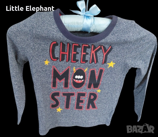 Блузка с дълъг ръкав за момченце на 4-5 год"Cheeky monster",Англия/нова, снимка 2 - Детски комплекти - 51668596