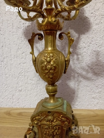 Комплект от два големи масивни бронзови свещника - свещник, снимка 4 - Антикварни и старинни предмети - 52823800