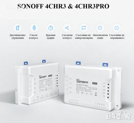 SONOFF 4CHR3 4-канален Wi-Fi Интелигентен Превключвател, снимка 4 - Друга електроника - 48051040