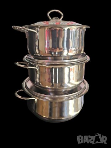 Комплект от три тенджери ИНОКС AREA с турско качество и ТРОЙНО дъно за равномерно разпределение на т, снимка 7 - Съдове за готвене - 46434500
