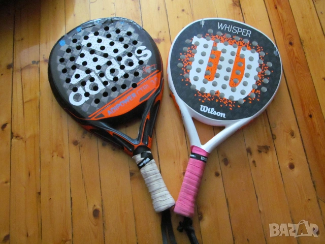 Две ракети плажен тенис падел бал Adidas Wilson игра хилки употребявани забележки забавление навън, снимка 2 - Тенис - 54262082
