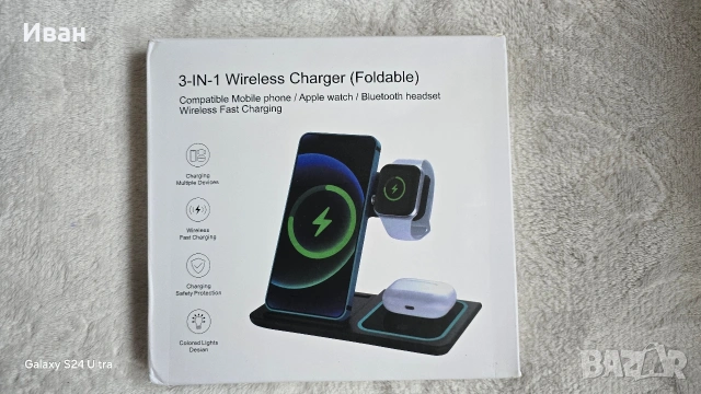 Бързо Безжично Зарядно, USB Type-C , снимка 3 - Безжични зарядни - 53390840