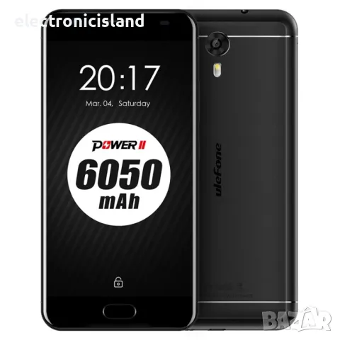 Отличен смартфон Ulefone Power 2, Octa Core, 4GB RAM + 64GB, 6050 mAh Батерия, 16MP, Dual Sim, Черен, снимка 1 - Телефони с две сим карти - 49292575