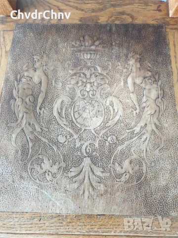 100см дърворезба/2бр чифт стари ретро дървени столове с релефни седалки, снимка 9 - Столове - 50727480