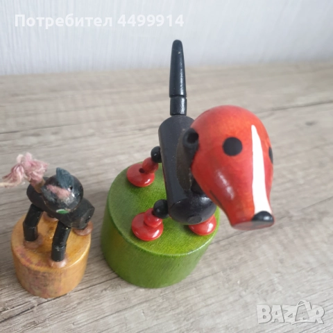 Дървени танцуващи сгъваеми играчки за бутане с палец -4 броя, снимка 4 - Антикварни и старинни предмети - 52669986