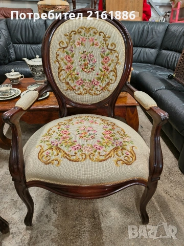 Комплект от две кресла с гобленова дамаска , снимка 3 - Столове - 54140718