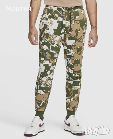 Мъжки комплект Nike Tech Fleece Camo Rough Green Bone - размер S, снимка 7 - Спортни дрехи, екипи - 50490811