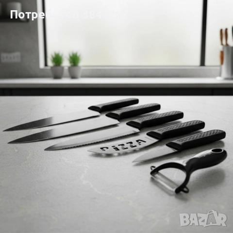 Комплект кухненски ножове – Cheffinger CF-MB08 от 6 части с мраморно покритие и магнитна кутия, снимка 2 - Други - 53312747