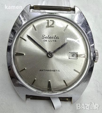 Винтидж механичен часовник Selecta De Luxe - дата - антимагнитен - 70-те години на миналия век, снимка 2 - Антикварни и старинни предмети - 53658866