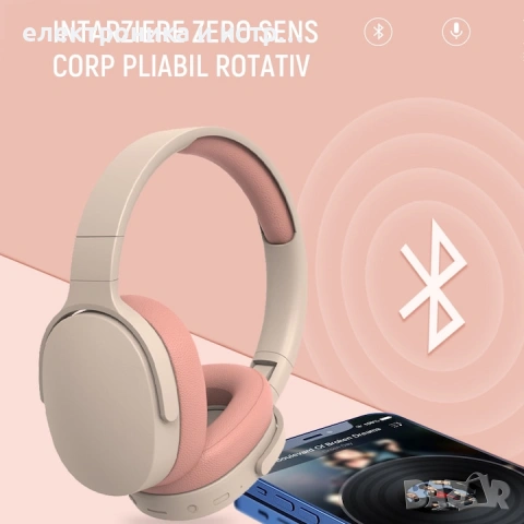 Аудио слушалки, безжични, Bluetooth 5.1, Потискане на шума, розово , снимка 3 - Друга електроника - 53043208