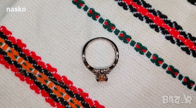 Дамски пръстен с морганит и циркони, снимка 9 - Антикварни и старинни предмети - 46432803
