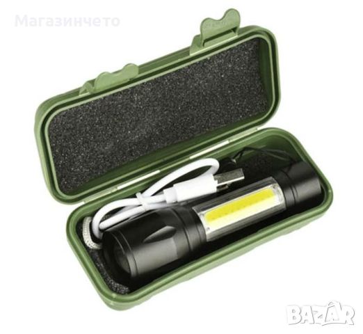 LED джобен фенер с фокус BAILONG и акумулаторна батерия, снимка 2 - Други инструменти - 45101360