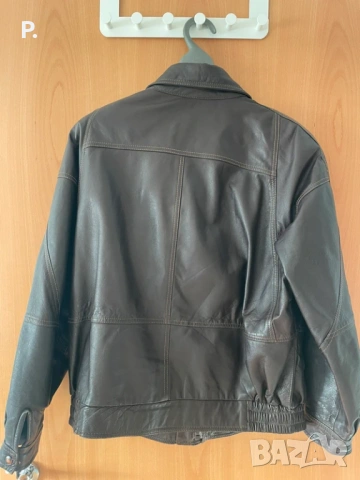 Кафяво кожено яке , снимка 2 - Якета - 53510575