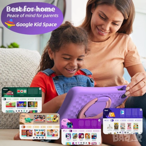 2025 Обновен детски таблет, 10-инчов Android 15 таблет за деца с удароустойчив EVA корпус, снимка 2 - Таблети - 53666276