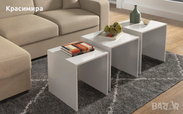 Холна маса бяла 3в1, масички, снимка 3 - Маси - 53962345