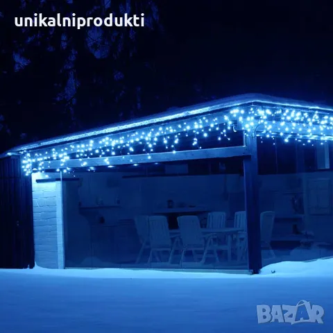 Коледни LED лампички завеса 3.5м х 30-40-50см падащи висулки студено бяла светлина, снимка 2 - Лед осветление - 47914588