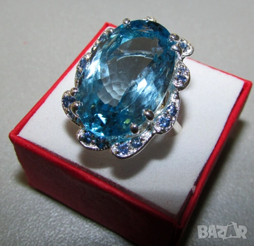 Swiss Blue Topaz, размер 24x16, 40 карата, тегло 12.7гр. подходящ за подарък
