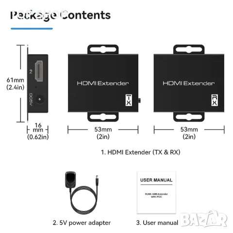 60 м HDMI екстендър, CAT6 CAT7 Ethernet to HDMI конвертор, снимка 4 - Друга електроника - 49457611