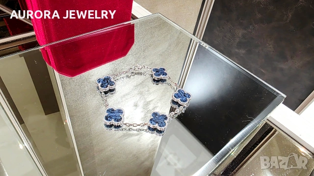 Van Cleef & Arpels VCA 5 Motifs Silver Blue Pietersite Vintage Alhambra Дамска Гривна, снимка 2 - Гривни - 54274675