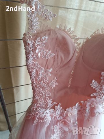 Нежна розова бална рокля ХС/С, снимка 6 - Рокли - 45680637
